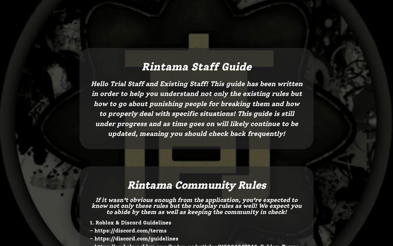 Rintama Staff Guide
